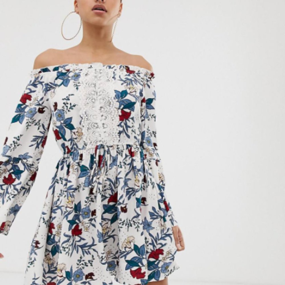 ASOS Floral Off the Shoulder Dress